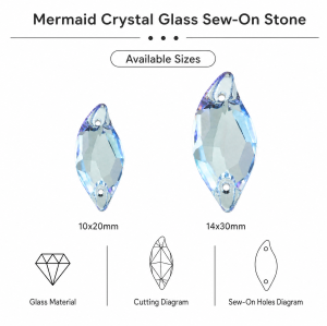 G&J Wholesale Mermaid Glass Sew-On Stone