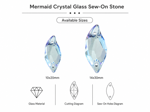 G&J Wholesale Mermaid Glass Sew-On Stone