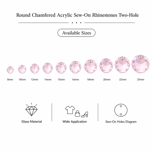 G&J Wholesale Round Chamfered Acrylic Sew-On Rhinestones Two-Hole