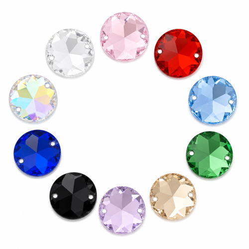 G&J Wholesale Round Chamfered Acrylic Sew-On Rhinestones Two-Hole