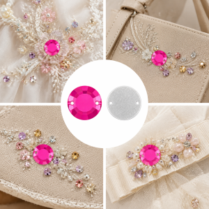 G&J Wholesale Flat Surface Round Acrylic Sew-On Rhinestones Two-Hole