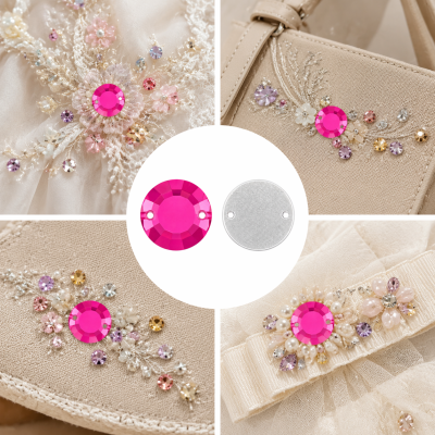 G&J Wholesale Flat Surface Round Acrylic Sew-On Rhinestones Two-Hole