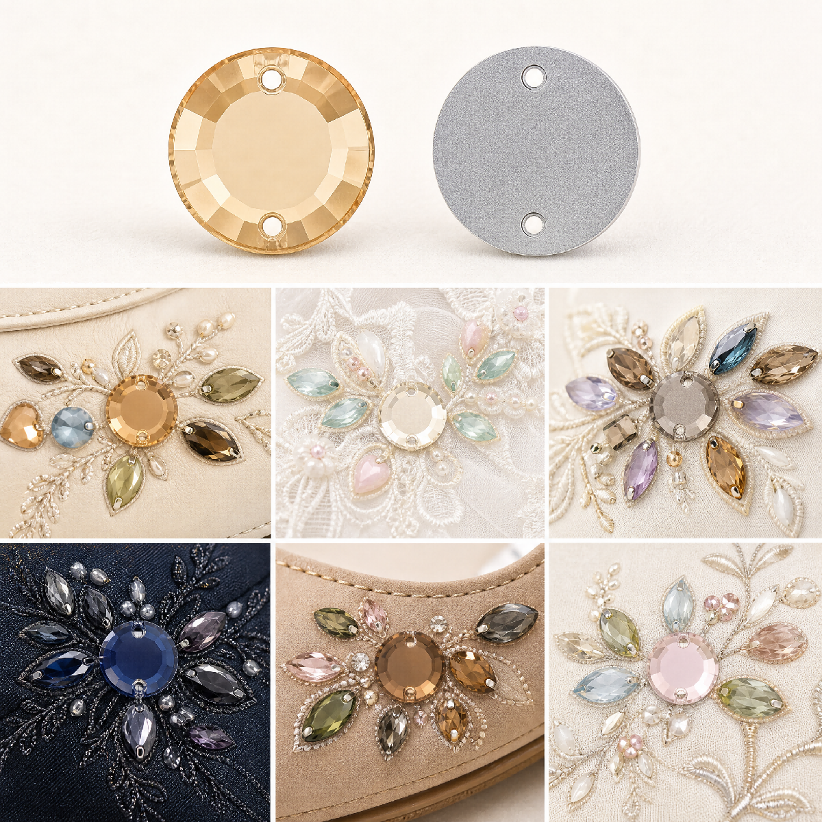 G&J Flat Surface Round Two-Hole Acrylic Sew-On Rhinestones, PMMA Mini Hand Sew Only Dots, Safe Chamfer Edge For Bridal Veil, Kids Dress, Stretch Swimwear & DIY Fabric Crafts