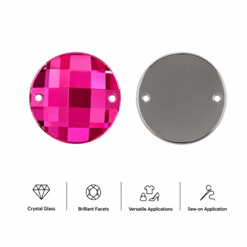 G&J Wholesale Round Cabochon Acrylic Sew-On Rhinestones Two-Hole