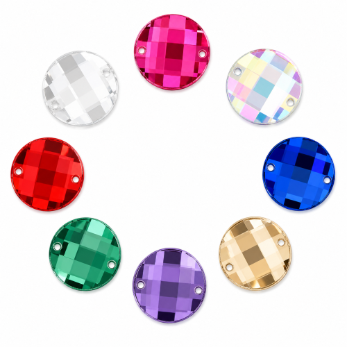 G&J Wholesale Round Cabochon Acrylic Sew-On Rhinestones Two-Hole