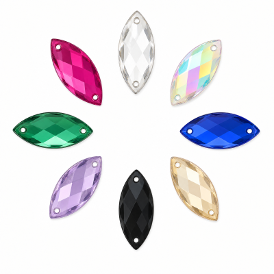 G&J Wholesale Marquise Cabochon Acrylic Sew-On Rhinestones Two-Hole