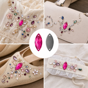 G&J Wholesale Marquise Cabochon Acrylic Sew-On Rhinestones Two-Hole