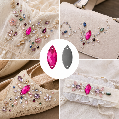 G&J Wholesale Marquise Cabochon Acrylic Sew-On Rhinestones Two-Hole