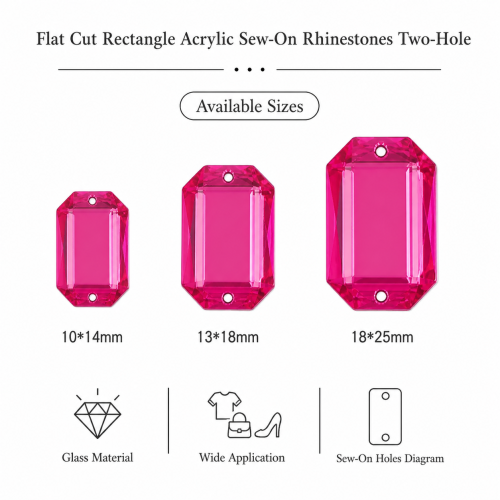 G&J Wholesale Flat Cut Rectangle Acrylic Sew-On Rhinestones Two-Hole