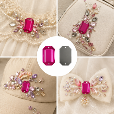 G&J Wholesale Flat Cut Rectangle Acrylic Sew-On Rhinestones Two-Hole