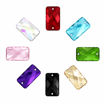 G&J Wholesale Flat Rectangle Cabochon Acrylic Sew-On Rhinestones Two-Hole