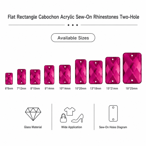 G&J Wholesale Flat Rectangle Cabochon Acrylic Sew-On Rhinestones Two-Hole