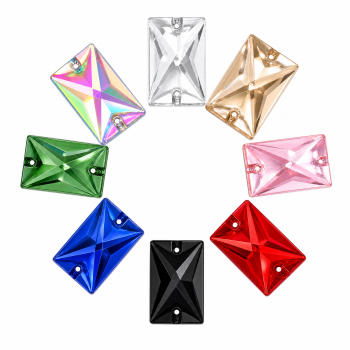 G&J Wholesale Rectangle Satellite Faceted Acrylic Sew-On Rhinestones Two-Hole