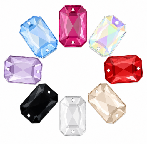 G&J Wholesale Flat Rectangle Chamfered Acrylic Sew-On Rhinestones Two-Hole