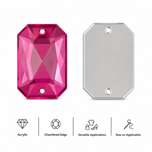 G&J Wholesale Flat Rectangle Chamfered Acrylic Sew-On Rhinestones Two-Hole