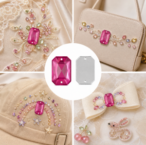 G&J Wholesale Flat Rectangle Chamfered Acrylic Sew-On Rhinestones Two-Hole