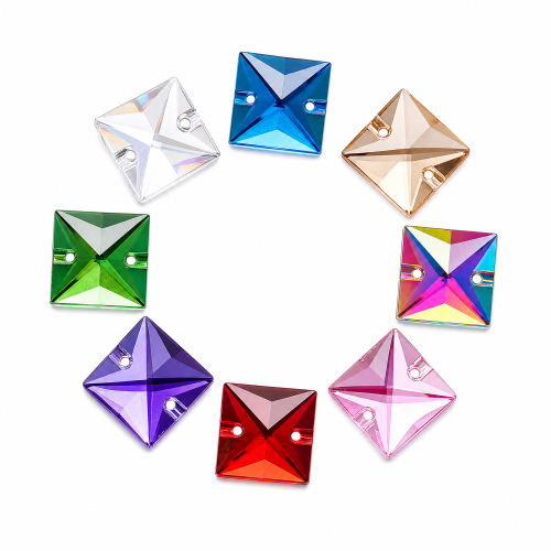 G&J Wholesale Flat Square Cabochon Acrylic Sew‑On Rhinestones Two‑Hole