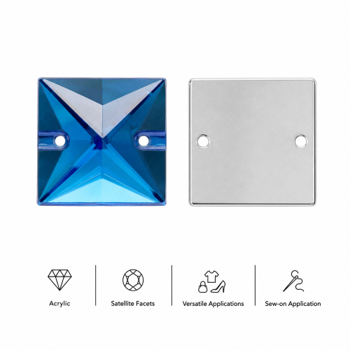 G&J Wholesale Flat Square Cabochon Acrylic Sew‑On Rhinestones Two‑Hole