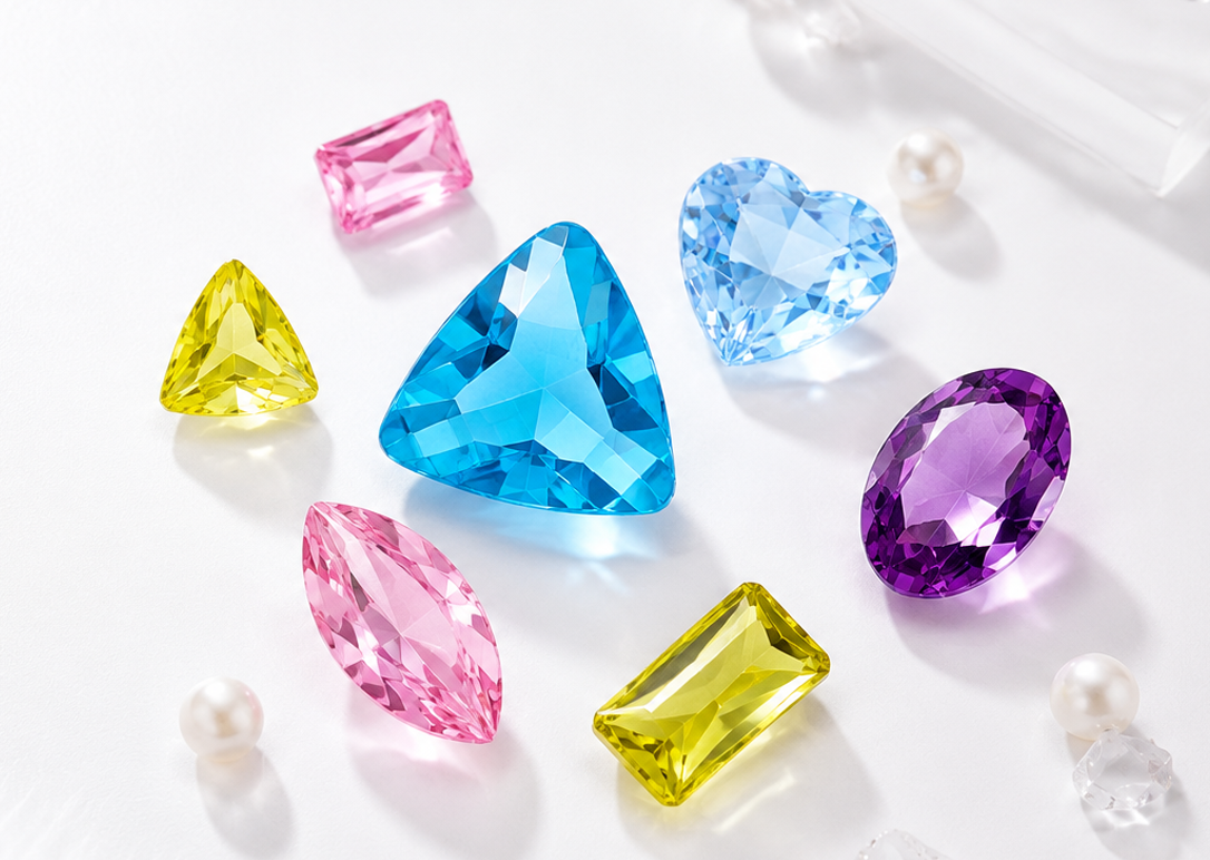 Lightweight pointed-back acrylic stones used in jewelry accessories