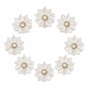 Wholesale Elegant Starburst Pearl Flower Flatback Rhinestone Applique | Bridal Fashion Accessories |Z086