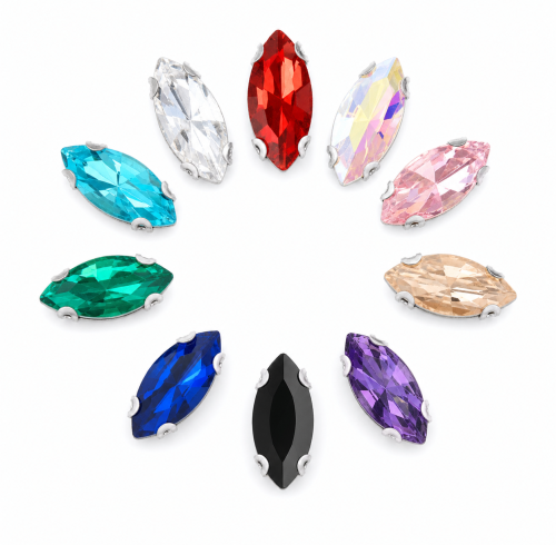 Wholesale Navette Sew-On Glass 4D Claw Rhinestones