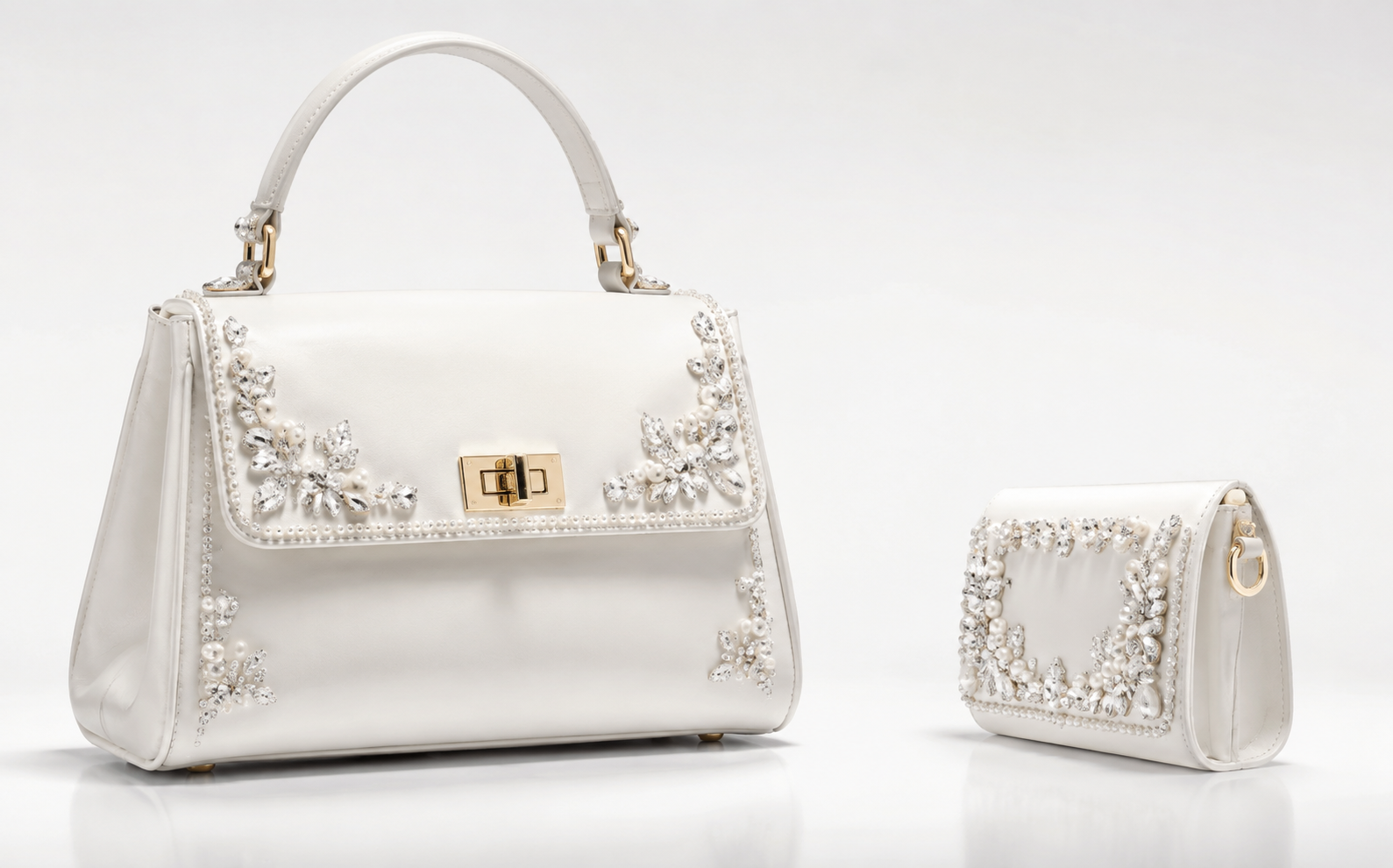 Claw rhinestones decorating a fashion bag