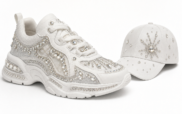 Claw rhinestones decorating fashion footwear