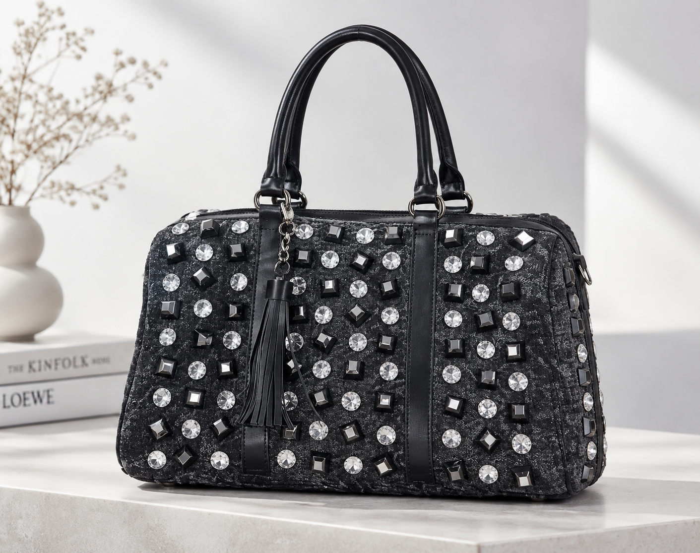 Claw and Sew-on rhinestones used on clutches and evening bags