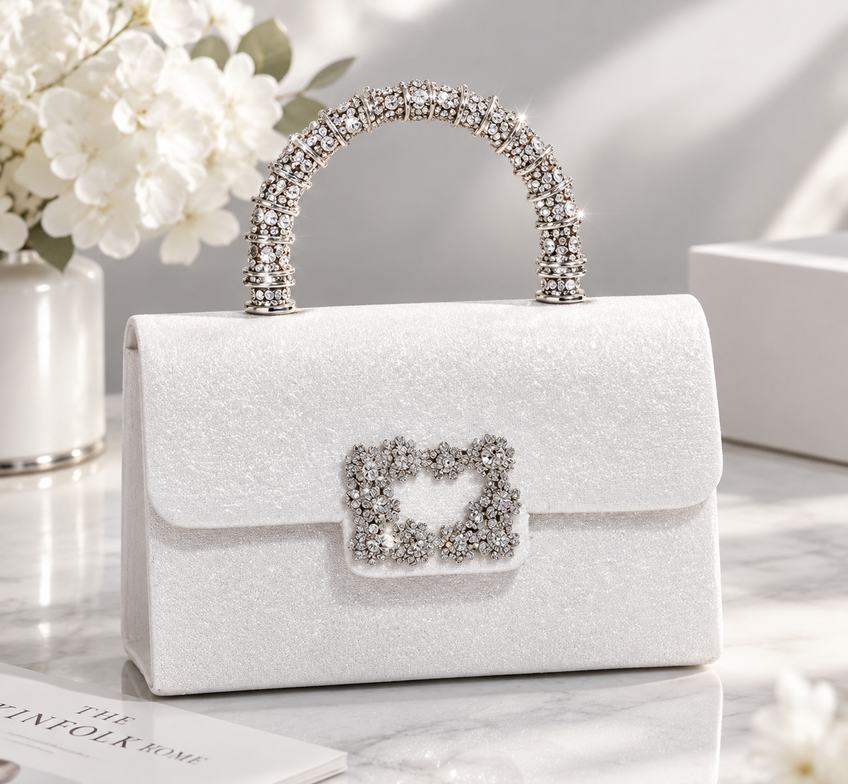 Claw and Sew-on rhinestones incorporated into finished bags