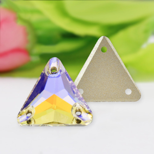 Triangle Crystal Flat Back Button | K9 Glass, Multi-Color | Plated Base | DIY Garment Accessories