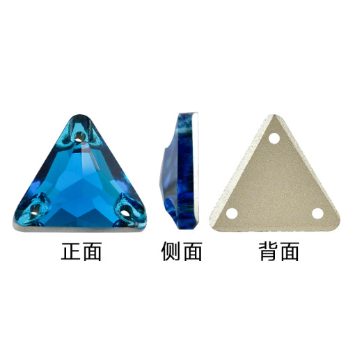 Triangle Crystal Flat Back Button | K9 Glass, Multi-Color | Plated Base | DIY Garment Accessories