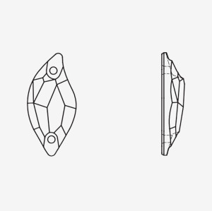 willow leaves 2 holes stones | K9 Glass, fancy stone | jewelry accessories | crystal | rhinestones