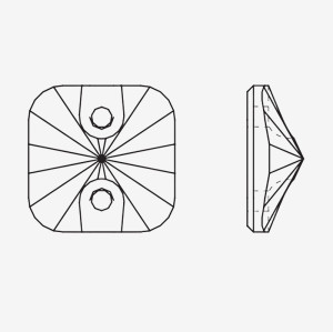 Square rounded satellite surface 2 holes stones  | K9 Glass, fancy stone | jewelry accessories | crystal | rhinestones