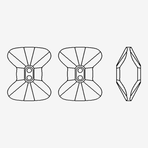 Bow tie two-hole stone | K9 Glass, fancy stone | jewelry accessories | crystal | rhinestones