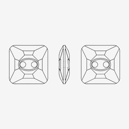 Square rectangular double-hole stone | K9 Glass, fancy stone | jewelry accessories | crystal | rhinestones