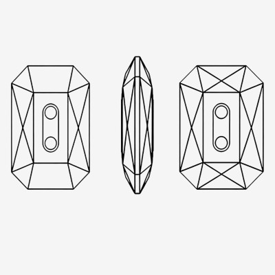 Rectangular octagonal double-hole stone| K9 Glass, fancy stone | jewelry accessories | crystal | rhinestones