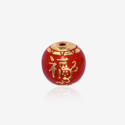 Fu character glass beads | K9 Glass, Multi-Color | Plated Base | DIY Garment Accessories