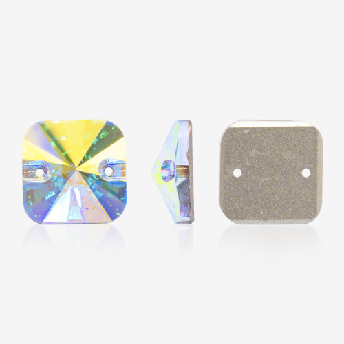 Square rounded satellite surface 2 holes stones | K9 Glass, fancy stone | jewelry accessories | crystal | rhinestones