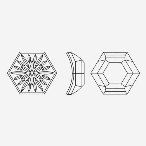 Hexagonal Carved Curved Pointed-Back Gemstone| K9 Glass, fancy stone | jewelry accessorie | crystal | rhinestone