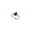 925 Sterling Silver Lab-Created Blue Sapphire Ring | Pear Brilliant Cut | Baguette Accents