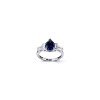 925 Sterling Silver Lab-Created Blue Sapphire Ring | Pear Brilliant Cut | Baguette Accents