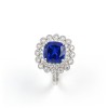 925 Sterling Silver Lab-Created Blue Sapphire Ring | Square Cushion Brilliant Cut | Double Halo