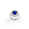 925 Sterling Silver Lab-Created Blue Sapphire Ring | Square Cushion Brilliant Cut | Double Halo