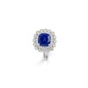 925 Sterling Silver Lab-Created Blue Sapphire Ring | Square Cushion Brilliant Cut | Double Halo