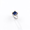 925 Sterling Silver Lab-Created Blue Sapphire Ring | 10 mm Square Radiant Cut | Pavé Split-Shank Design