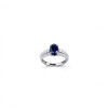925 Sterling Silver Lab-Created Blue Sapphire Ring | 6 × 9 mm Oval Brilliant Cut | Pavé Split-Shank Design