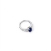 925 Sterling Silver Lab-Created Blue Sapphire Ring | 6 × 9 mm Oval Brilliant Cut | Pavé Split-Shank Design