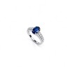 925 Sterling Silver Lab-Created Blue Sapphire Ring | 6 × 9 mm Oval Brilliant Cut | Pavé Split-Shank Design