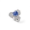 925 Sterling Silver Lab-Created Cornflower Blue Sapphire Ring | Oval Brilliant Cut | Baguette-Accent Shoulders