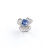925 Sterling Silver Lab-Created Cornflower Blue Sapphire Ring | Oval Brilliant Cut | Baguette-Accent Shoulders